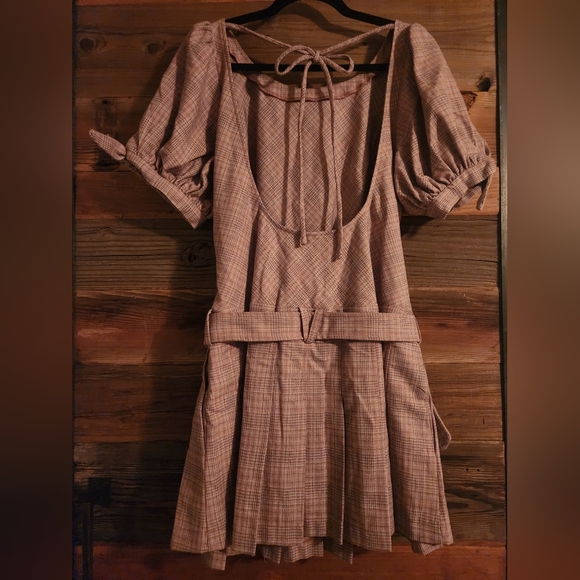 NWOT L Free People Sevi Plaid Mini Dress - Picture 5 of 5